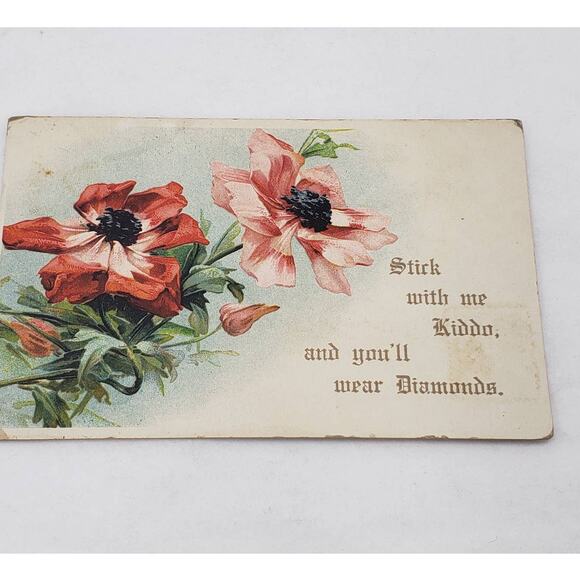 c1900s Stick with me kiddo, and you're wear Diamonds Romance Antique Postcard - Picture 1 of 11